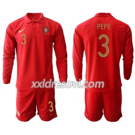 Portugal Pepe 3 Domaći Dječji Komplet Dresovi za Nogomet Euro 2020 Dugim Rukavima (+ kratke hlače)